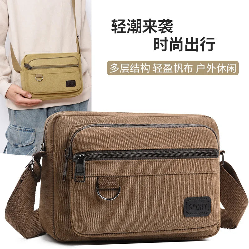 Fashionable Canvas Wear-Resistant Tool Single-Shoulder Crossbody Bag Large-Capacity Casual Men S