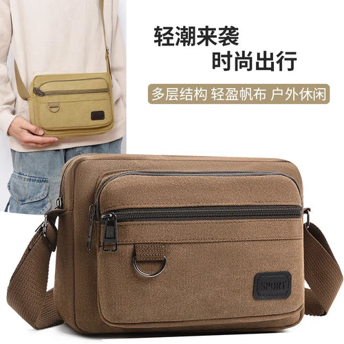Fashionable Canvas Wear-Resistant Tool Single-Shoulder Crossbody Bag Large-Capacity Casual Men S