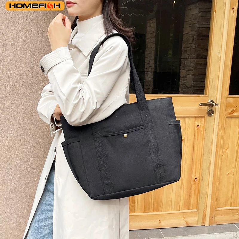Homefish Portable Large-Capacity Canvas Bag Versatile Shoulder Bag Design Special Cloth Bag Students
