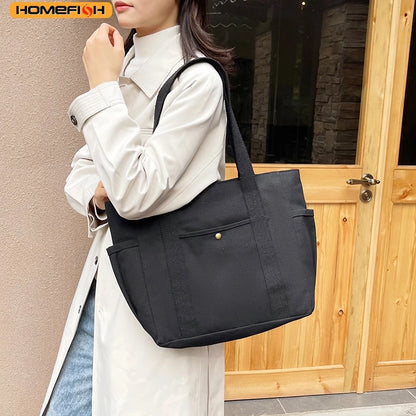 Homefish Portable Large-Capacity Canvas Bag Versatile Shoulder Bag Design Special Cloth Bag Students