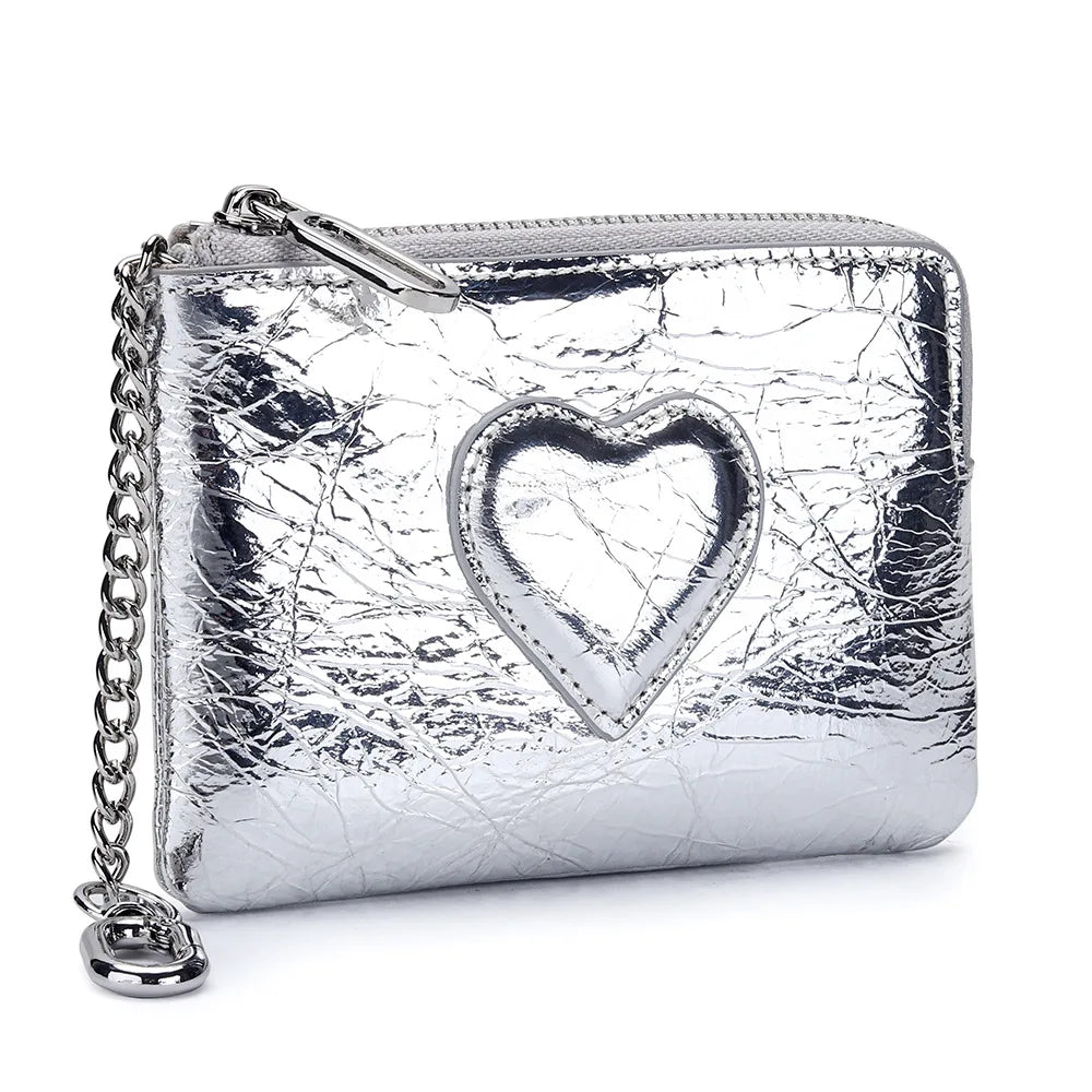 Oil-Wax Cowhide Small Lady S Heart Coin Purse Card
