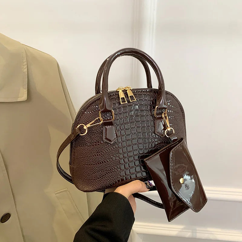 Crocodile Pattern Top Handle Tote Bag for Women