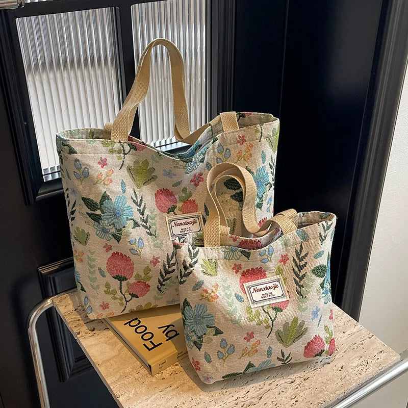 Women's Floral Canvas Tote Bag – Lightweight Large Capacity