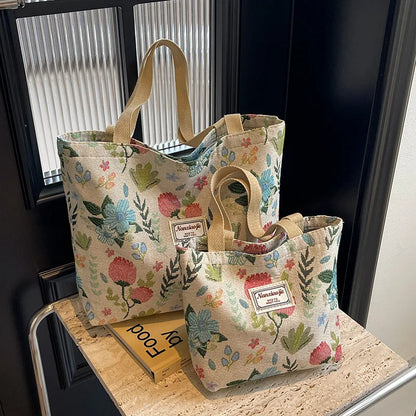 Women's Floral Canvas Tote Bag – Lightweight Large Capacity
