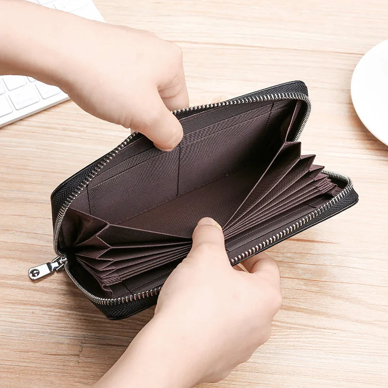 Genuine Leather Rfid Anti-Magnetic Card Case Cowhide Account Book Passbook Case Id Card Holder