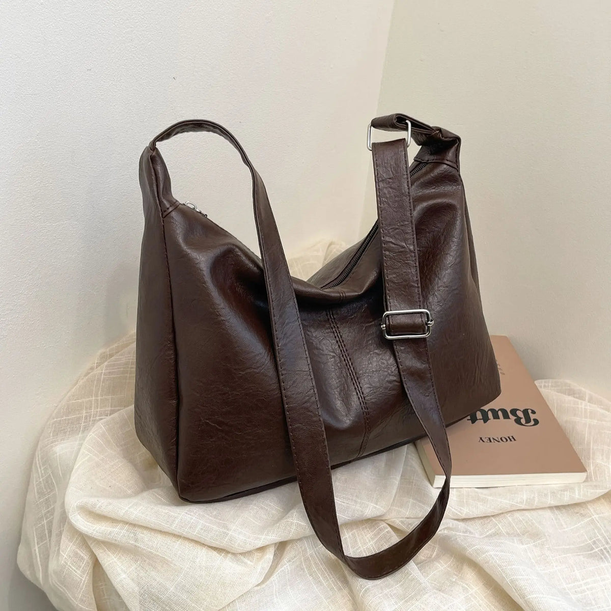 Homefish Leather Commuter Vintage Casual Tote Bag Maillard Stylish Crossbody Bags Women Texture