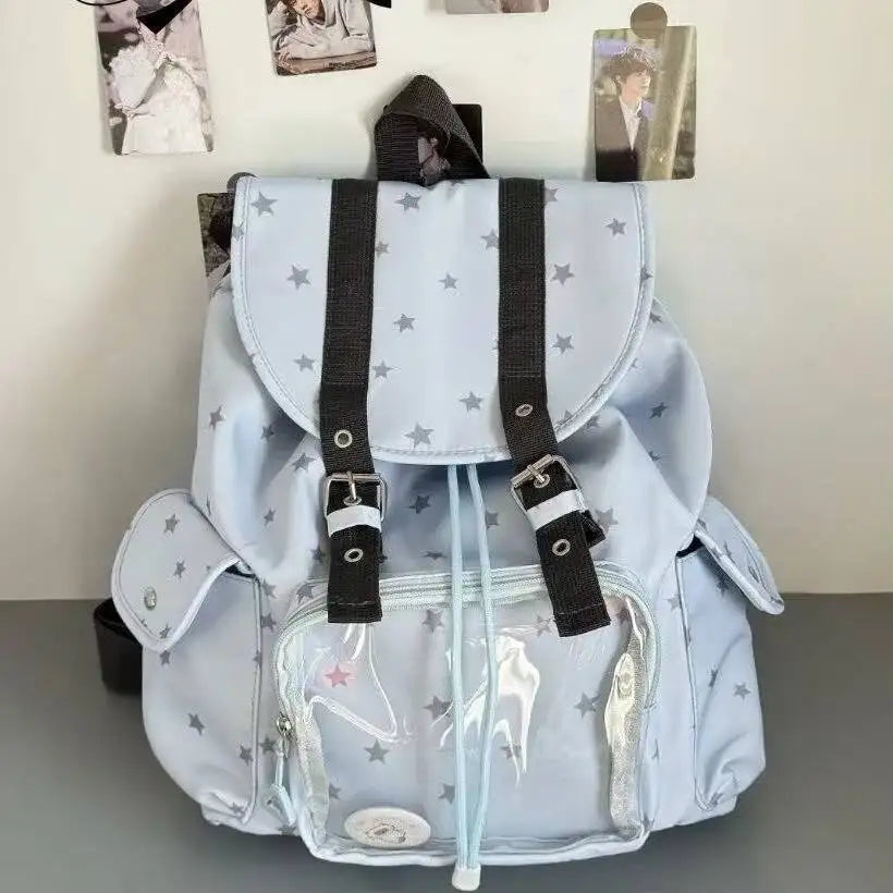Skyblue Transparent Ita Backpack – Large Capacity DIY Rucksack