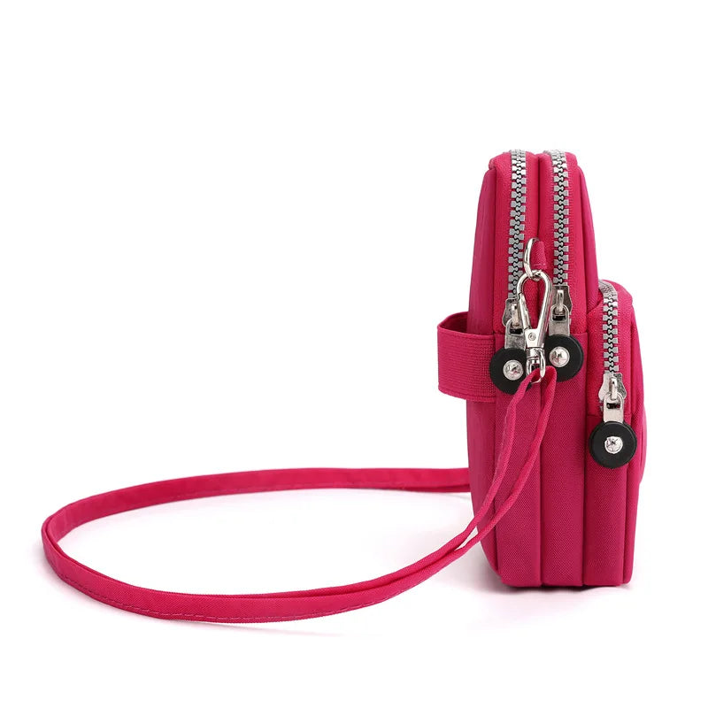 Nylon Shoulder Crossbody Phone Bag Women Sports Running Multi Layer Zipper Pouch Armband Bag