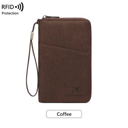 Rfid Blocking Passport Holder Multi-Functional Travel Document Organizer Ticket Storage Bag Wallet