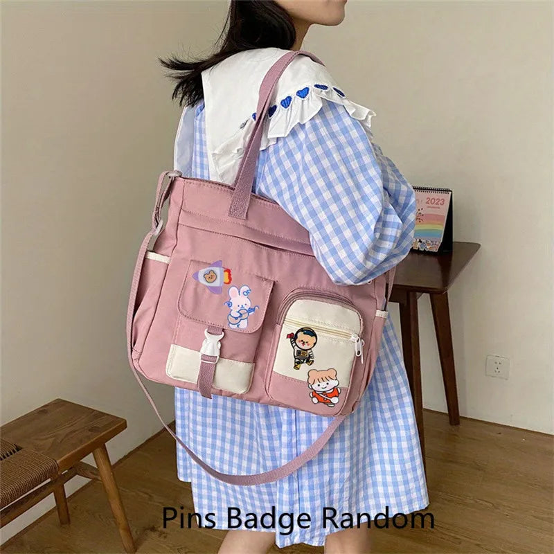 Canvas Tote Shoulder Bag for Teen Girls – Cute Kawaii Style