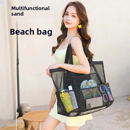 Large Mesh Beach Tote Bag Lightweight Quick-Dry Pool Bag