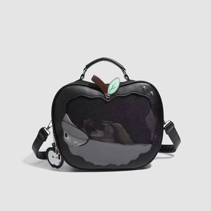Apple-Shaped Ita Crossbody Bag – Transparent Window Shoulder Bag for Women