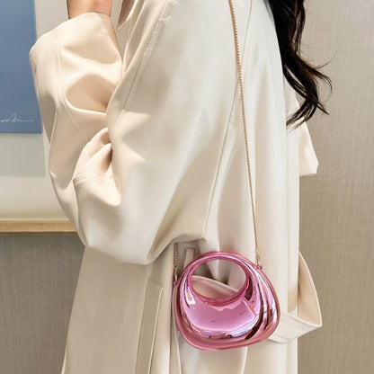 Glossy Mini Evening Bag with Chain Strap for Party & Wedding