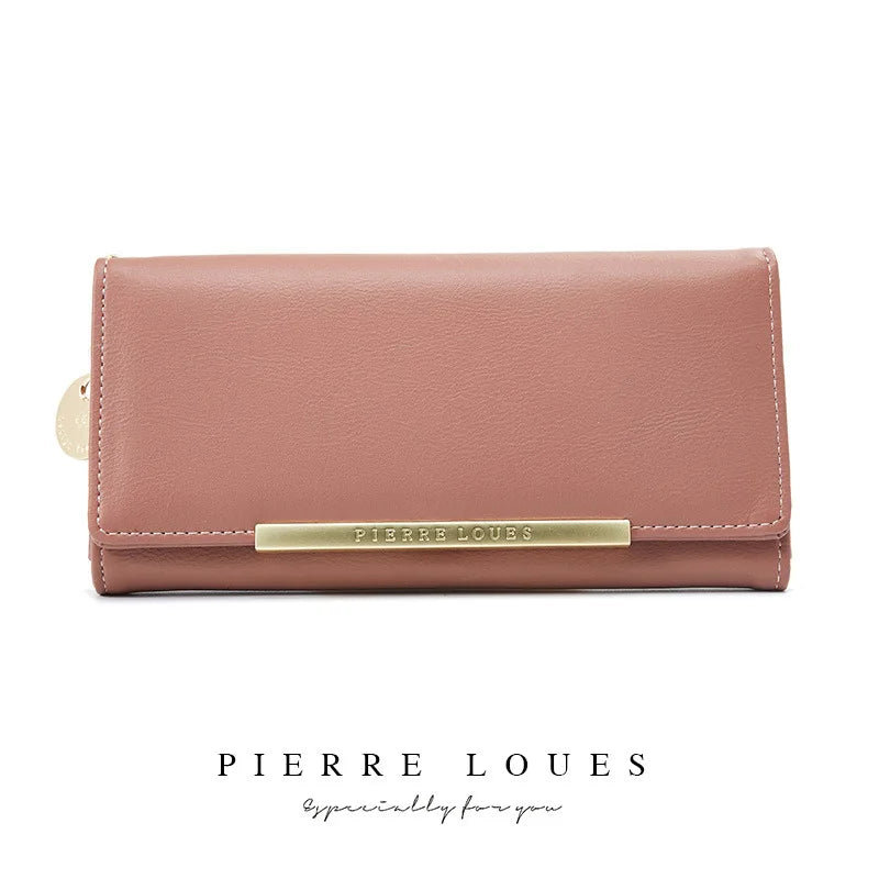 Women S Long Purse Pure Color Simple Large Capacity Mobile Phone Storage Multi-Function Hand