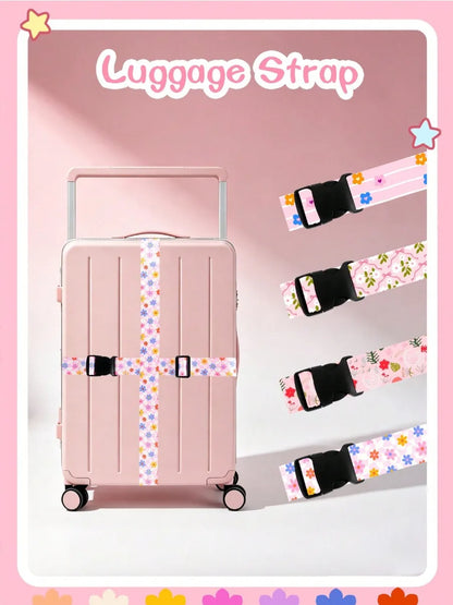 Cute Print Travel Luggage Belt Buckle Adjustable Luggage Strap Suitcase - Soft