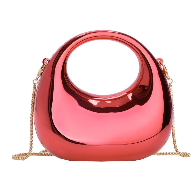 Glossy Mini Evening Bag with Chain Strap for Party & Wedding