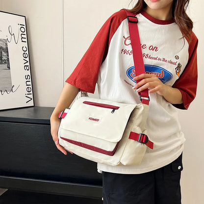 Nylon Crossbody Messenger Bag – Multi-Pocket Shoulder Bag
