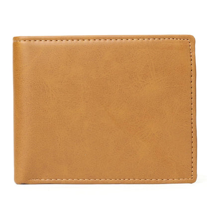 Left Right Loose-Leaf Pu Yellow Brown Men S Wallet Multi-Clip Short Money Clip Laser Engraving