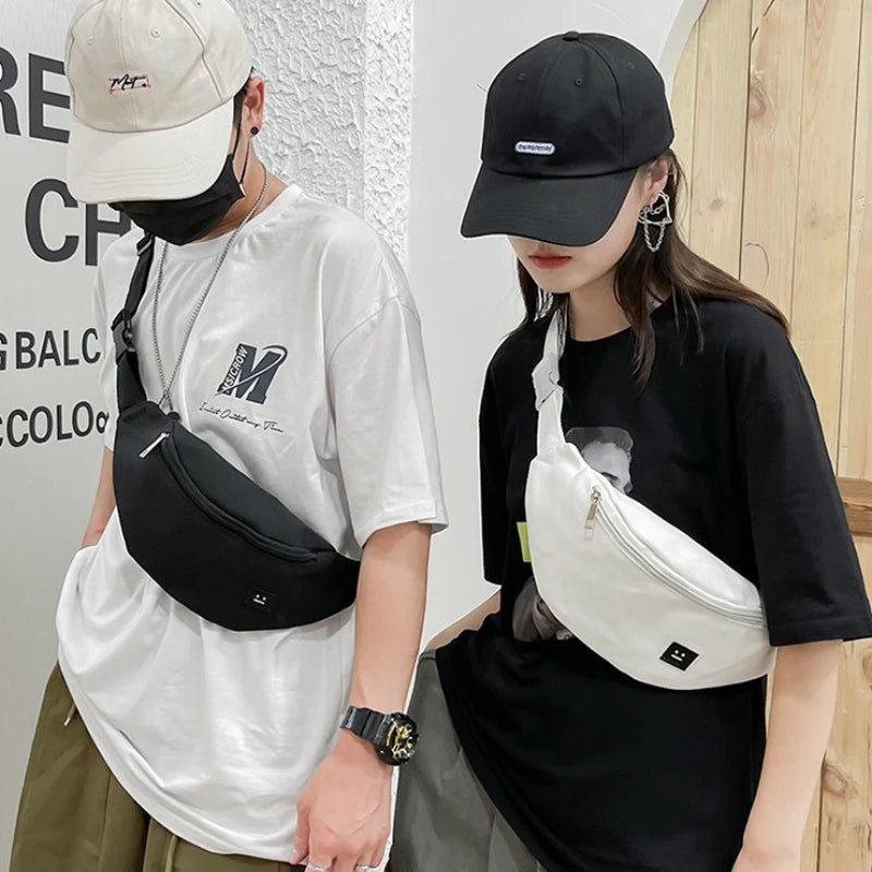 Canvas Fanny Pack – Adjustable Wide Strap Crossbody Chest Bag for Men & Women