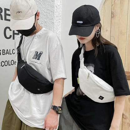 Canvas Fanny Pack – Adjustable Wide Strap Crossbody Chest Bag for Men & Women