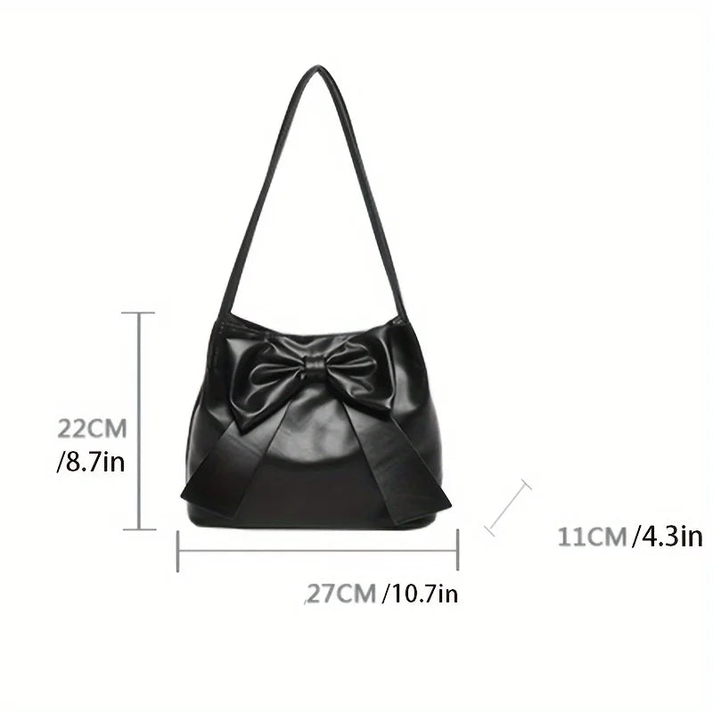 Bow Tote Bag for Women – Large Faux Leather Shoulder Handbag