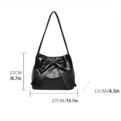 Bow Tote Bag for Women – Large Faux Leather Shoulder Handbag