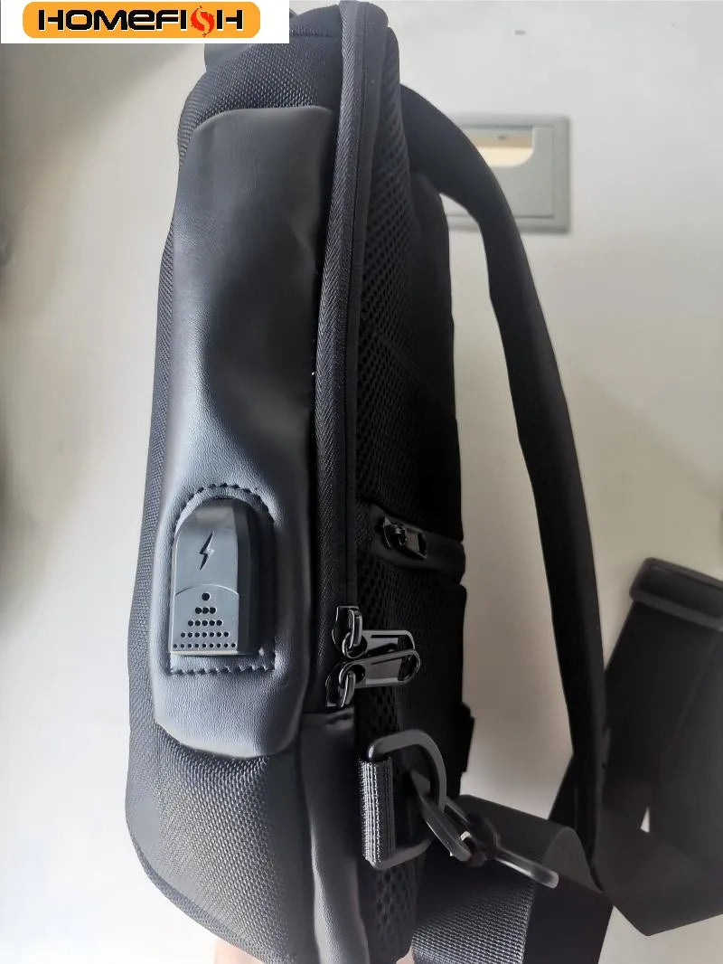 Homefish Usb Crossbody Bag Anti-Theft Shoulder Bags Waterproof Oxford Waist Multifunction Short