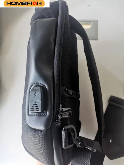 Homefish Usb Crossbody Bag Anti-Theft Shoulder Bags Waterproof Oxford Waist Multifunction Short