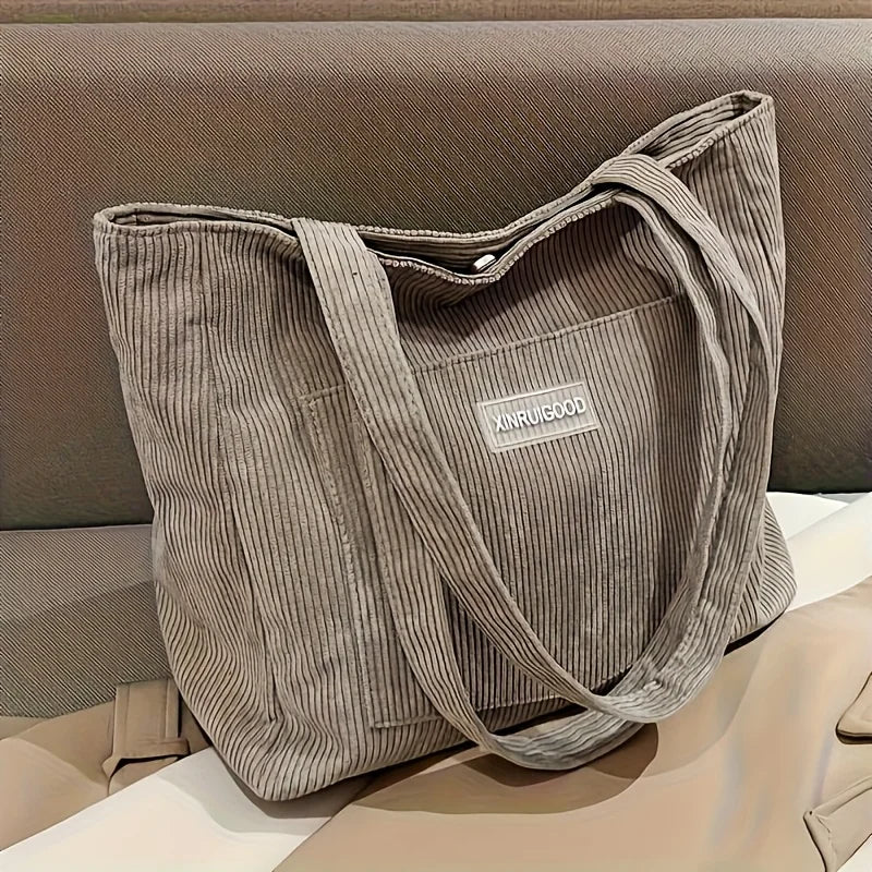 Women's Corduroy Tote Bag – Large Capacity Shoulder Bag
