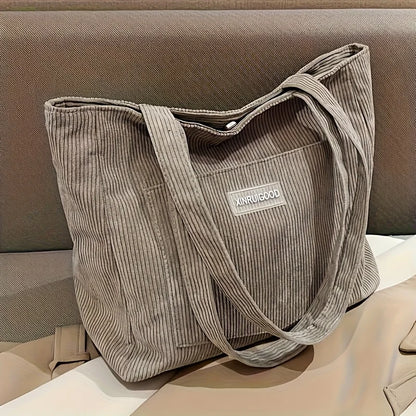 Women's Corduroy Tote Bag – Large Capacity Shoulder Bag