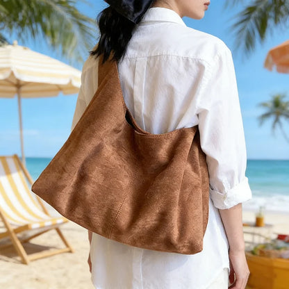 Suede Tote Bag for Women – Large Capacity Faux Suede Shoulder Handbag