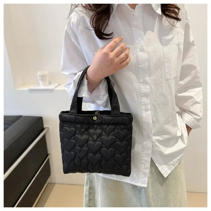Puffer Shoulder Bag Women Soft Down Cotton Padded Tote Handbag Purse Quilted Cross Body Solid Color