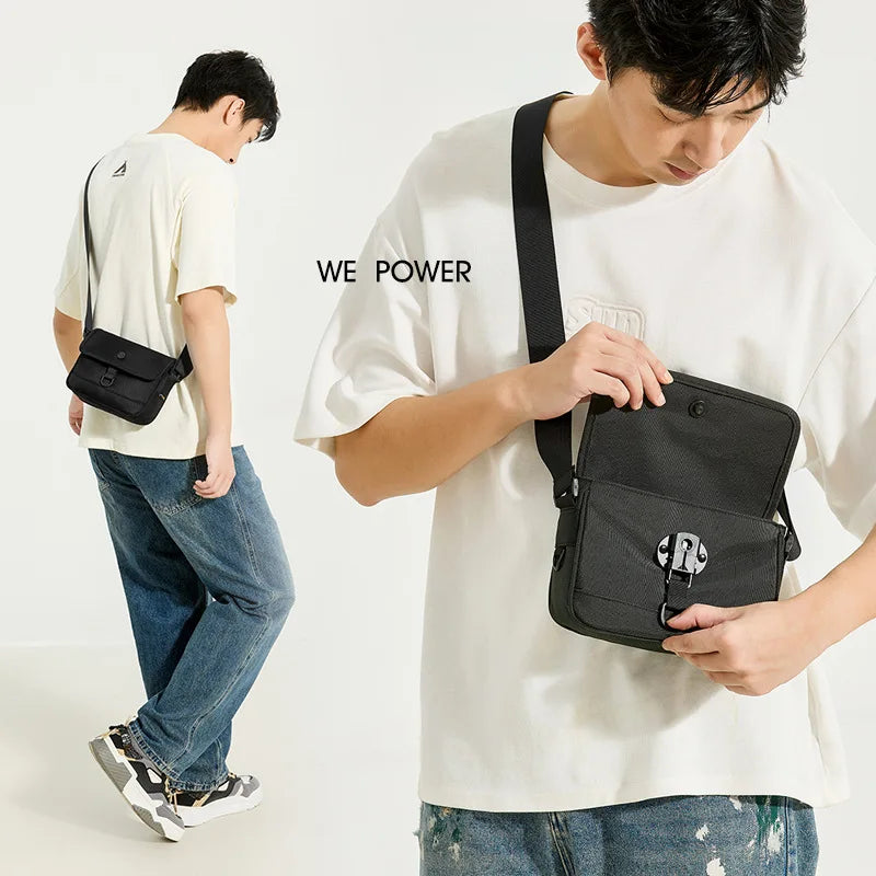 Men S Waterproof Nylon Fabric Single-Shoulder Bag Casual Commuting Light Crossbody Square