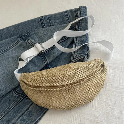 Straw Crossbody Bag for Women – Boho Woven Shoulder Bag with Adjustable Straps