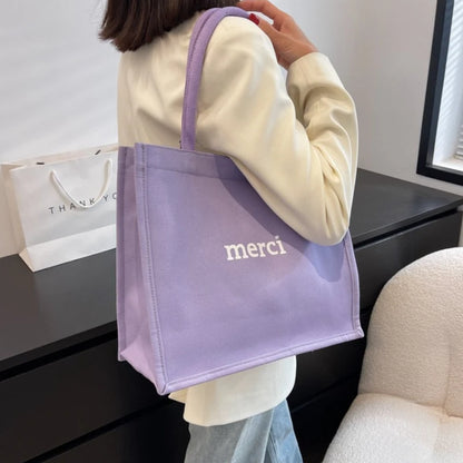 Large Canvas Tote Bag with Double Thick Handles for Women