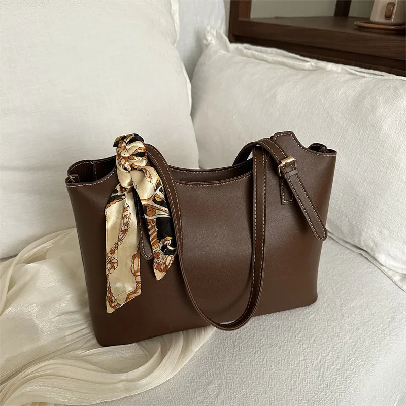 Silk Scarf Tote Bag – Spacious Shoulder & Underarm Handbag