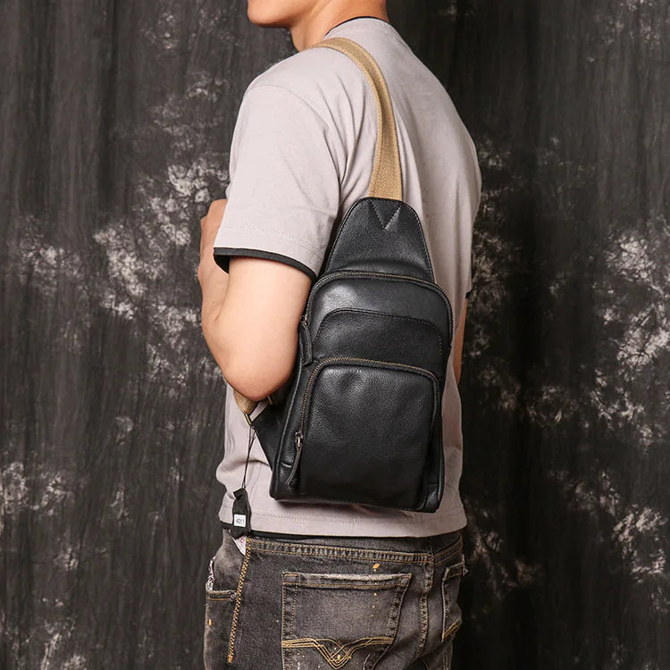 Men S Chest Bag Made Genuine Leather Women S Crossbody Bag Made Cowhide