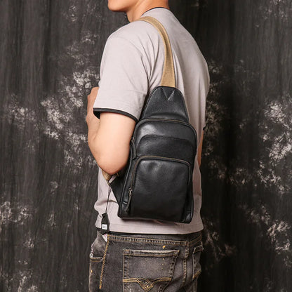 Men S Chest Bag Made Genuine Leather Women S Crossbody Bag Made Cowhide