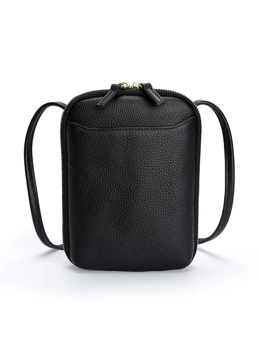 Genuine Leather Zipper Crossbody Bags Female Large Capacity Shoulder Women Solid Phone Purse Flap