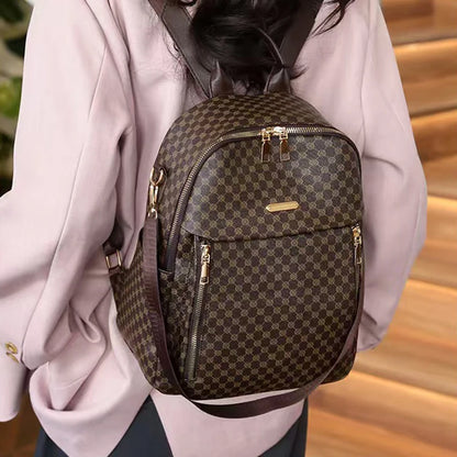Vintage Checkered Backpack – Compact Retro Daypack