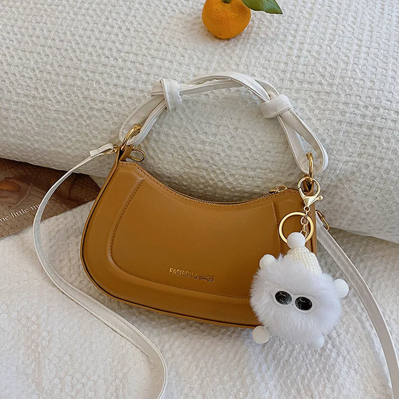 Crossbody Bag with Knot Handle & Gold Hardware – Women's Vintage Handbag