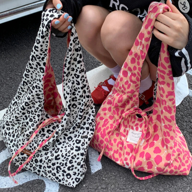 Casual Simple Polka Dots Japanese Korean Ins Modern Small Leopard Print Messenger Bag Single