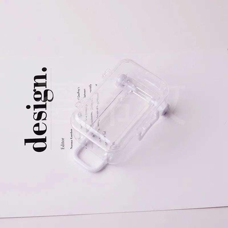 Mini Clear Trolley Jewelry Storage Box with Rolling Wheels