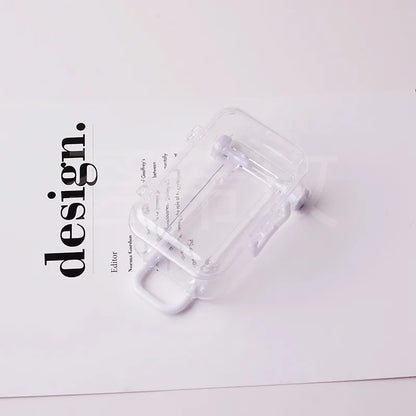 Mini Clear Trolley Jewelry Storage Box with Rolling Wheels