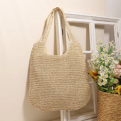 Straw Hobo Bag – Handwoven Beach Tote for Women