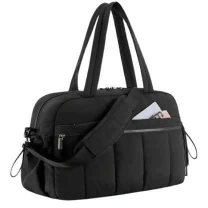 Quilted Duffle Bag for Women – Gym Tote with Crossbody Strap