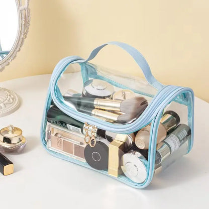 Clear Makeup Bag with Top Handle – Waterproof Travel Toiletry Organizer