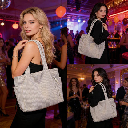 Corduroy Tote Bag Large Capacity Women's Shoulder Bag
