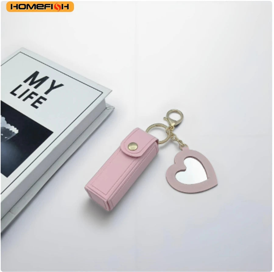 Heart-Shaped Mirror Portable Mini Lipstick Bag Homefish Various Colors Available Portable Lipstick