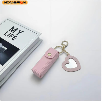 Heart-Shaped Mirror Portable Mini Lipstick Bag Homefish Various Colors Available Portable Lipstick
